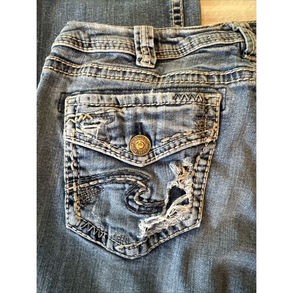 Silver Jeans SUKI Slim Boot Built Free Distressed Flap Pocket 32x33 (fits 32x32) - Picture 4 of 15